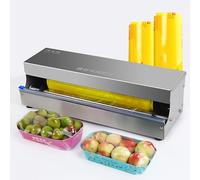 Dispensador Manual de Film Transparente de Acero Inoxidable, Envolvedora Comercial de Film Estirable con Cuchilla Deslizante, Máquina para Envolver Alimentos con Film de 25-45cm de Ancho