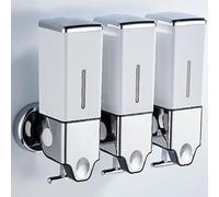 Dispensador manual de jabón con cabezal de presión montado en pared, dispensador de ducha y loción para hogar, baño, cocina, hoteles, restaurantes (blanco, 1500 ml)