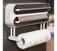 Dispensador Papel Aluminio y Film,Soporte Papel Cocina 3 en 1,con Portarrollos Cocina,Magnético de Papel Film Transparente con Hoja Afilada de Larga Duración