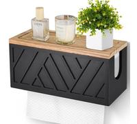 Dispensador Papel Secamanos, 30,5 x 12,5 x 14 Cm, Dispensador de Toallas de Papel de Madera, Dispensador de Toallas de Mano (Negro)