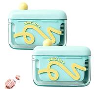 Dispensador portátil automático de hilo dental con 50 unidades de hilo dental, dispensador recargable con soporte para palillos dentales, con estuche de almacenamiento (2pcs A)