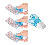 Dispensador portátil de tabletas de 4 piezas, dispensador de tabletas portátil, pastillero, para el hogar, viajes, al aire libre, eyector de píldoras sin contacto, fácil de llevar, organizadores de