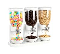Dispensador triple de cereales, recipiente de almacenamiento de alimentos, 6 L, dispensador de cereales para copos de maíz, caramelos, dulces, lentejas, nueces, frijoles, granola, dispensador de
