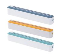 Dispensador y cortador de película adhesiva - Organizador de papel de cocina 2 en 1 para un fácil almacenamiento y corte de alimentos
