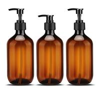 Dispensadores de Baño, 500 ML Botella de Bomba Recargable para Loción, Champú, Gel de Ducha, Crema para Manos, Botellas Vacías de Plástico de Baño para Viajes, Hotel - 3 PCS