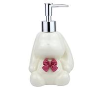 Dispensadores de jabón para encimera El conejo lindo formó la loción larga elegante de mano del diseño oído cerámica dispensador 11oz/320ml jabón encimera Decoración vintage para el baño(White-rabbit)