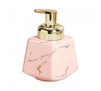 Dispensadores de jabón para encimera Marble Ceramic Foaming Bottle 14Oz Foam Bottles with Gold Pump Hand for Barthroom Kitchen Decoración Vintage para el baño(Pink)