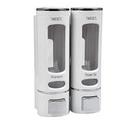 Dispensadores de Jabón Pared 400ML x 2 TIMESETL Dosificador Jabon Baño Dispensador Gel y Champu Ducha Dispensador Ducha sin Taladro Dispensador Jabon y Champú Baño Pared Dispensador Jabon Ducha Doble