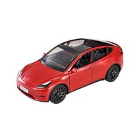 Display Cars 1/24 para modelo Y de aleación fundida, simulación de coche con sonido y luz, colección de recuerdos ornamentales o regalo (rojo)