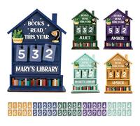 Display - Contador de progreso rústico, letrero de conteo de libros, tablero decorativo para monitor de lectura de biblioteca, organizador de seguimiento de objetivos, estante de escritorio