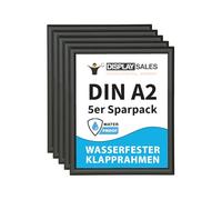 DISPLAY SALES Pack de 5 marcos plegables de aluminio A2 impermeables | Marco expositor para carteles y pósters | Porta carteles A2 resistente a la intemperie con protector para carteles