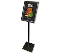 DisplayLager - Soporte básico para información A4, base pesada, incluye perfil de marco plegable giratorio (negro, A4)