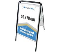 Displaylager - Soporte para póster, negro, acero - Expo Sign 50x70 cm | Caballete doble expositor publicitario | Resistente a la intemperie con paneles frontales APET/acrílico