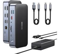 DisplayLink - Base de acoplamiento para MacBook Pro/Air, 15 en 1, DisplayLink USB C, base de conexión para monitor dual, base USB C con 2 HDMI, 2 DP, Ethernet de 2,5 Gbit/s, USB 3.1/3.0/2.0, SD/Micro