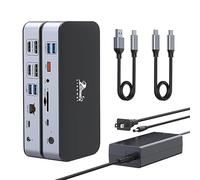 DisplayLink Docking Station Dual Monitor 15 in 1 Universal Dockingstation Laptop USB C Dock con Dual 4K DisplayPort & HDMI, 120W Fuente de alimentación, 2.5G Ethernet, 6 USB datos, SD/TF, Audio para
