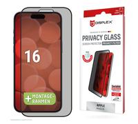 Displex Privacy Full Cover Tempered Glass (10H) for Apple iPhone 16, Eco Mountin
