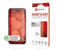 DISPLEX Smart Glass para Apple iPhone 13/13 Pro/14/16e/17e Pro/14/16e Adhesivo de montaje, irrompible, ultrafino, invisible