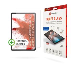 DISPLEX Tablet Cristal (9H) Samsung Tab S8/S9/S9FE/S10FE/S10 Lite Marco de montaje ecológico en forma de L, irrompible, ultrafino, invisible