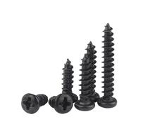 Disponible en varios tamaños. 100 unids/lote tornillo autorroscante de cabeza redonda cruzada M1 M1.2 M1.4 M1.5 M1.7 M2 M2.3 M2.6 M3 M3.5 M4 M5 acero al carbono negro(18mm x100pcs,M3.5)