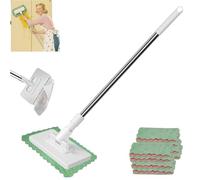 Disposable Dust Mop with Locking Head & 10 Reusable Cloths - 39" Long Handle Wet and Dry Mopping Sweeper Stick for Daily Dust and Debris Removal, Multi Surface Floor Cleaning (1Pc)