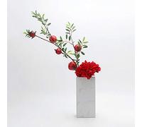 Disposición Floral de Flores de Granada en jarrón de mármol, Seda Flores Falsas de plástico Verde Tallo Artificial para la Boda en el Interior de la Oficina Domicilio decoración de la Oficina Festiva