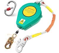 Dispositivo Anticaidas Retráctil Seguridad 10m, Linea de Vida Retractil Dotato di Gancio Girevole a 360°, Arnés Seguridad Anticaídas Retráctil Trabajo per Operazioni in Quota (Verde)