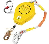 Dispositivo Anticaidas Retráctil Seguridad 10m, Linea de Vida Retractil Dotato di Gancio Girevole a 360°, Arnés Seguridad Anticaídas Retráctil Trabajo per Operazioni in Quota (Amarillo)