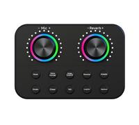Dispositivo cambiador de voz portátil con 4 efectos de sonido, luz colorida, pequeña transmisión en vivo, micrófono de mano, mezclador de efectos para KTV
