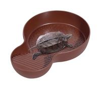 Dispositivo de agua de tortuga, cuenco de comida para reptiles con peldaños extraíbles, de acuario, ranas que alimentan a tortugas, tortugas, lagartos de ranas
