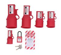Dispositivo de bloqueo de socket Aislamiento de energía impermeable industrial Bloqueo de etiqueta de seguridad para receptáculos de pin y manga 5 piezas establecidas para