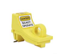 Dispositivo de bloqueo para interruptores en miniatura de un solo polo con diseño de pasador de seguridad hacia fuera, hecho de material PBT resistente al calor, seguridad de aislamiento eléctrico