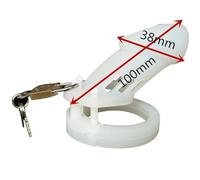 Dispositivo de Castidad masculina de silicona suave con anillo for pene de 5 tamaños, jaulas for pene, Juguetes sexuales con bloqueo de virginidad for hombres y parejas(Long White)