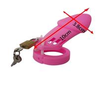 Dispositivo de Castidad masculina de silicona suave con anillo for pene de 5 tamaños, jaulas for pene, Juguetes sexuales con bloqueo de virginidad for hombres y parejas(Long Pink)