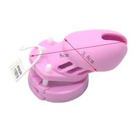 Dispositivo de Castidad masculina de silicona suave con anillo for pene de 5 tamaños, jaulas for pene, Juguetes sexuales con bloqueo de virginidad for hombres y parejas(Short Light Pink)
