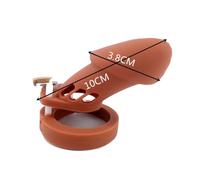 Dispositivo de Castidad masculina de silicona suave con anillo for pene de 5 tamaños, jaulas for pene, Juguetes sexuales con bloqueo de virginidad for hombres y parejas(Long Brown)
