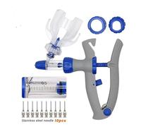 Dispositivo De DosificacióN Continua Jeringa Continua Automática 1/2/5ml Inyector Para Animales Pollo Aves De Corral Vacuna Duradero 10 Agujas Para Uso Veterinario(5ML,9x15)