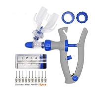 Dispositivo De DosificacióN Continua Jeringa Continua Automática 1/2/5ml Inyector Para Animales Pollo Aves De Corral Vacuna Duradero 10 Agujas Para Uso Veterinario(1ML,14x30)