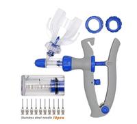 Dispositivo De DosificacióN Continua Jeringa Continua Automática 1/2/5ml Inyector Para Animales Pollo Aves De Corral Vacuna Duradero 10 Agujas Para Uso Veterinario(2ML,14x30)