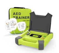 Dispositivo de entrenamiento profesional AED con pantalla, 10 escenarios de entrenamiento, alemán/francés/inglés/holandés, entrenador AED con mando a distancia, entrenador de primeros auxilios XFT