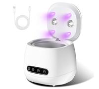 Dispositivo de limpieza ultrasónica 48000 Hz, limpiador ultrasónico con lámpara UV, baño ultrasónico, limpiador de aparatos dentales, ranura interior de acero inoxidable para dentaduras, retenedores