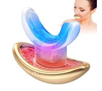 Dispositivo de luz roja 2 en 1 para labios y dientes para suavizar las arrugas de los labios, mejorar el color de los labios, blanqueamiento dental con luz azul (dorado)