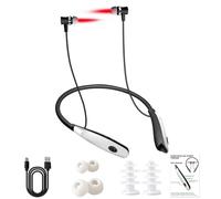 Dispositivo de luz roja para tinnitus, irradiador suspendido de cuello, auriculares de irradiación del canal auditivo, negro, diseño recargable, ajuste cómodo, para alivio de llamadas, uso de tinnitus