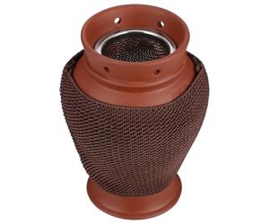 Dispositivo de Moxibustión Portátil de Barro Rojo Rejilla | Agujeros Múltiples y Anti-ceniza, Uso Manual para Abdomen y Brazos, Color Rojo, Funda de Color Aleatorio Estilo Aleatorio