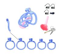 Dispositivo de pseudocastidad masculina, jaula de castidad en espiral SM para adultos (Azul, D6)