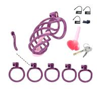 Dispositivo de pseudocastidad masculina, jaula de castidad en espiral SM para adultos (Morado, A6)