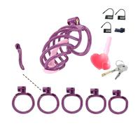 Dispositivo de pseudocastidad masculina, jaula de castidad en espiral SM para adultos (Morado, B6)