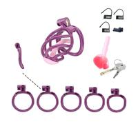 Dispositivo de pseudocastidad masculina, jaula de castidad en espiral SM para adultos (Morado, D6)