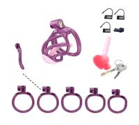 Dispositivo de pseudocastidad masculina, jaula de castidad en espiral SM para adultos (Morado, E6)