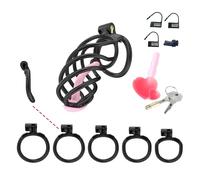 Dispositivo de pseudocastidad masculina, jaula de castidad en espiral SM para adultos (Negro, A6)