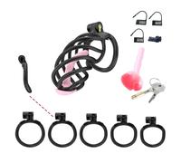 Dispositivo de pseudocastidad masculina, jaula de castidad en espiral SM para adultos (Negro, B6)